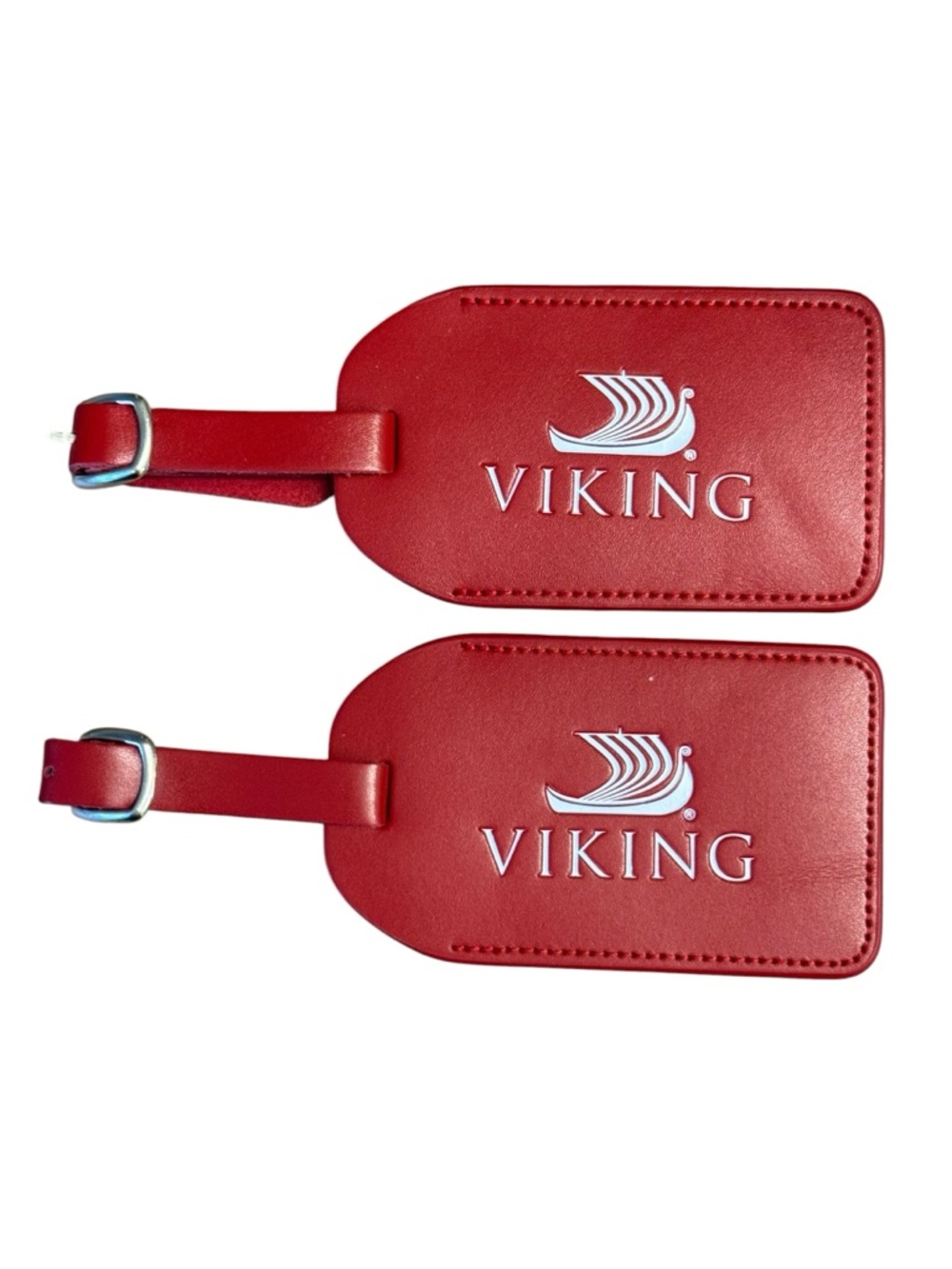 Viking Red Leather Luggage Tag Set